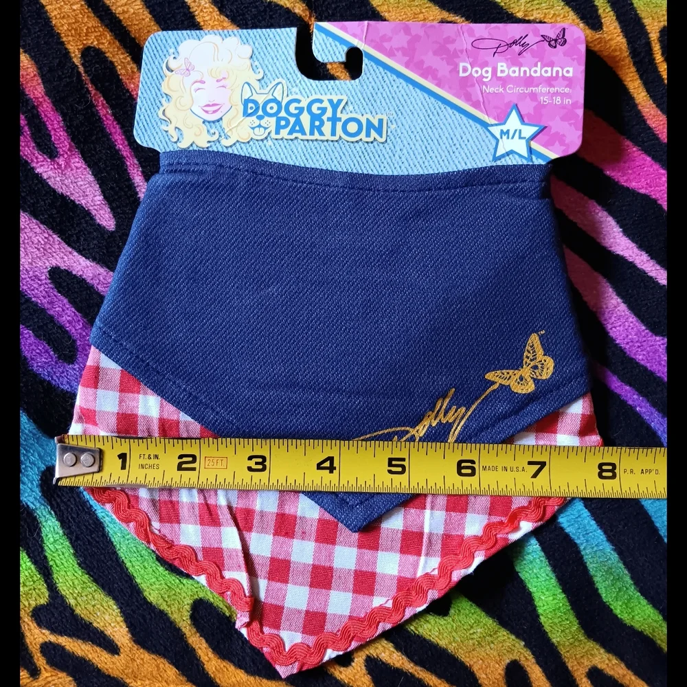 💙❤️ Doggy Parton Dog Bandana Pet Medium Large Dolly Western Denim - Picture 10 of 12